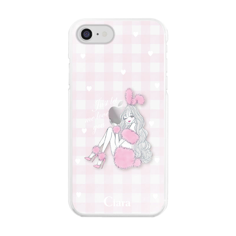 iPhoneケース ハイブリッド クリアケース ピンクバニー