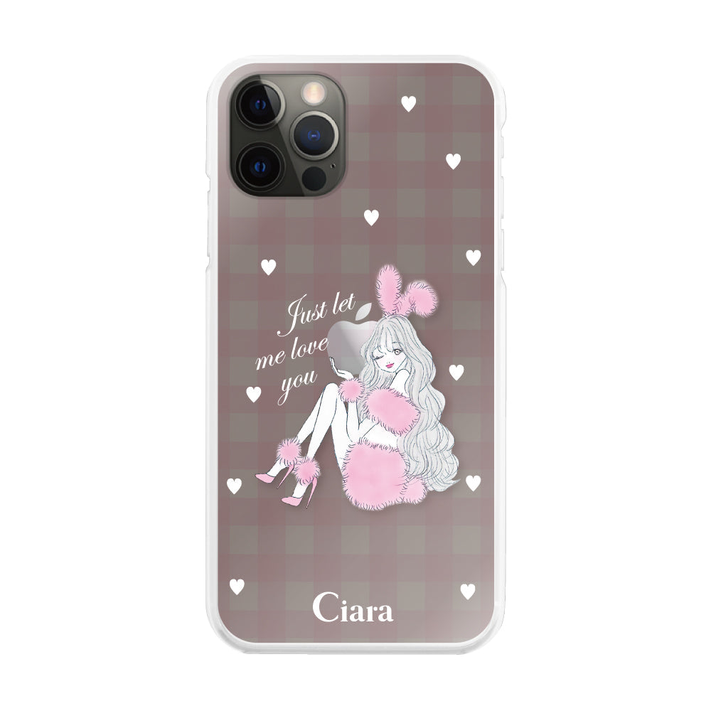 iPhoneX/XSケース ハイブリッド クリアケース ピンクバニー ピンクチェック