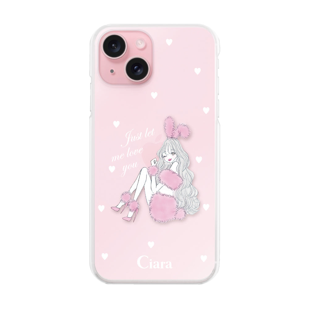 iPhone15 ハイブリッド クリアケース ピンクバニー ピンク