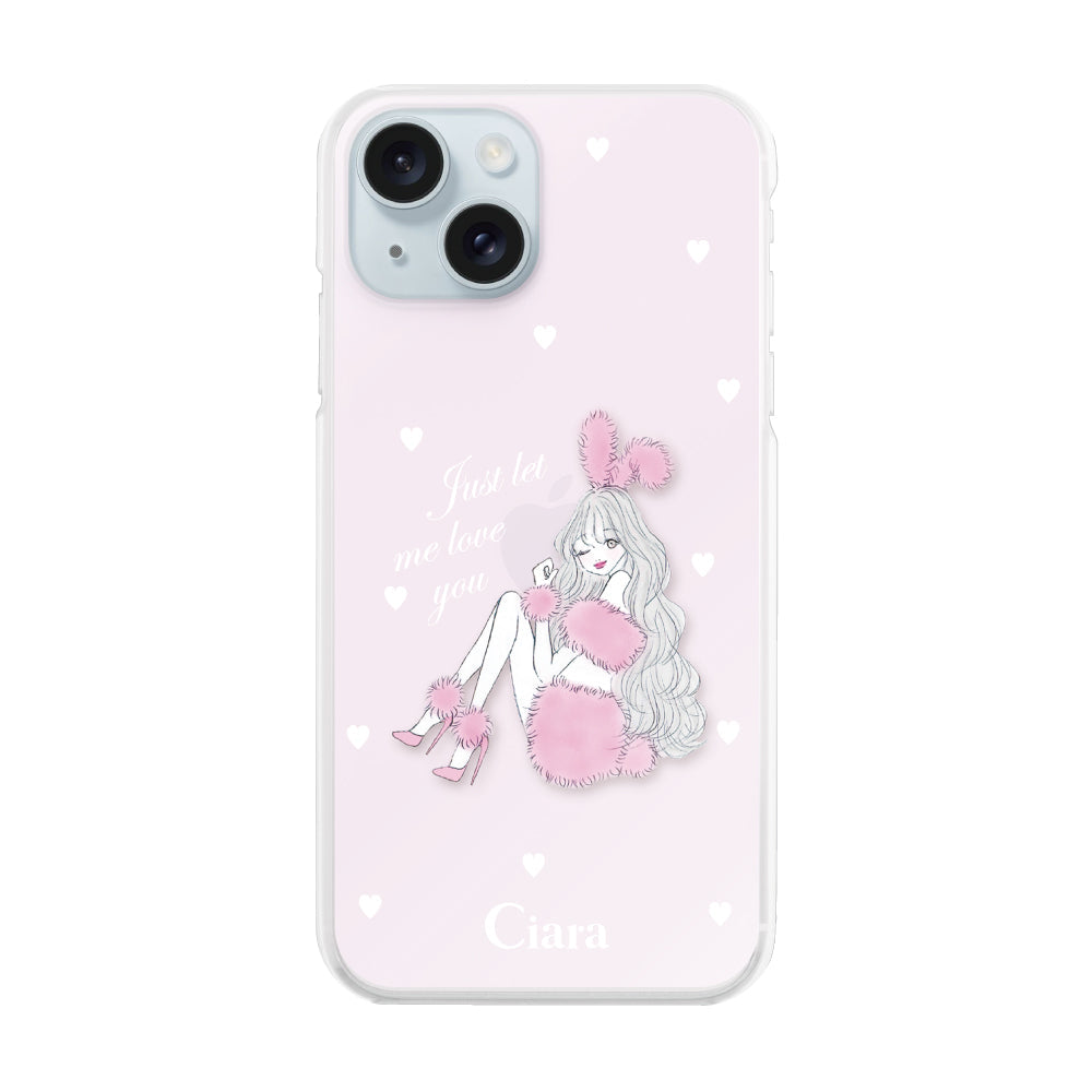 iPhone15Plusケース ハイブリッド クリアケース ピンクバニー ピンク