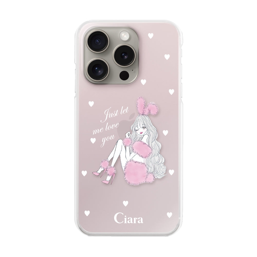 iPhone15Proケース ハイブリッド クリアケース ピンクバニー ピンク