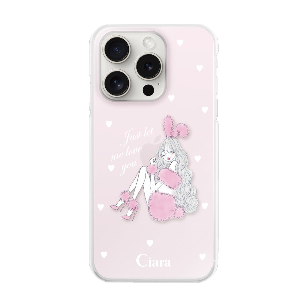iPhone15ProMaxケース ハイブリッド クリアケース ピンクバニー ピンク