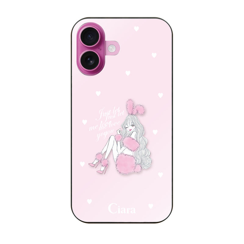 iPhoneケース ガラス 強化ガラスケース ピンクバニー