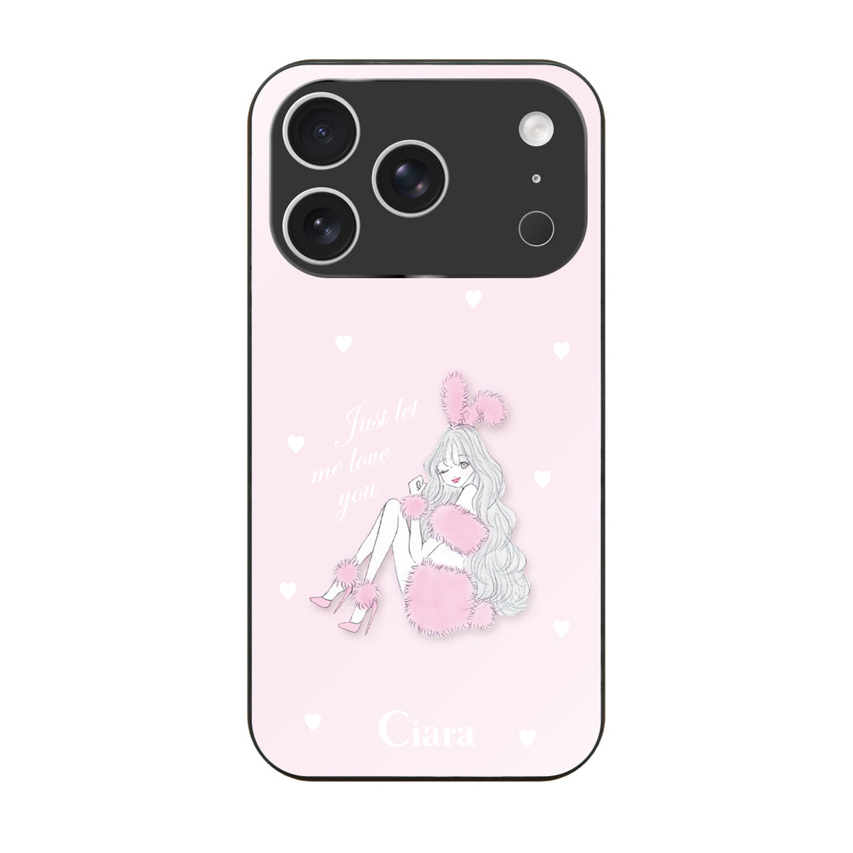 iPhone17Pro ガラス 強化ガラスケース ピンクバニー ピンク