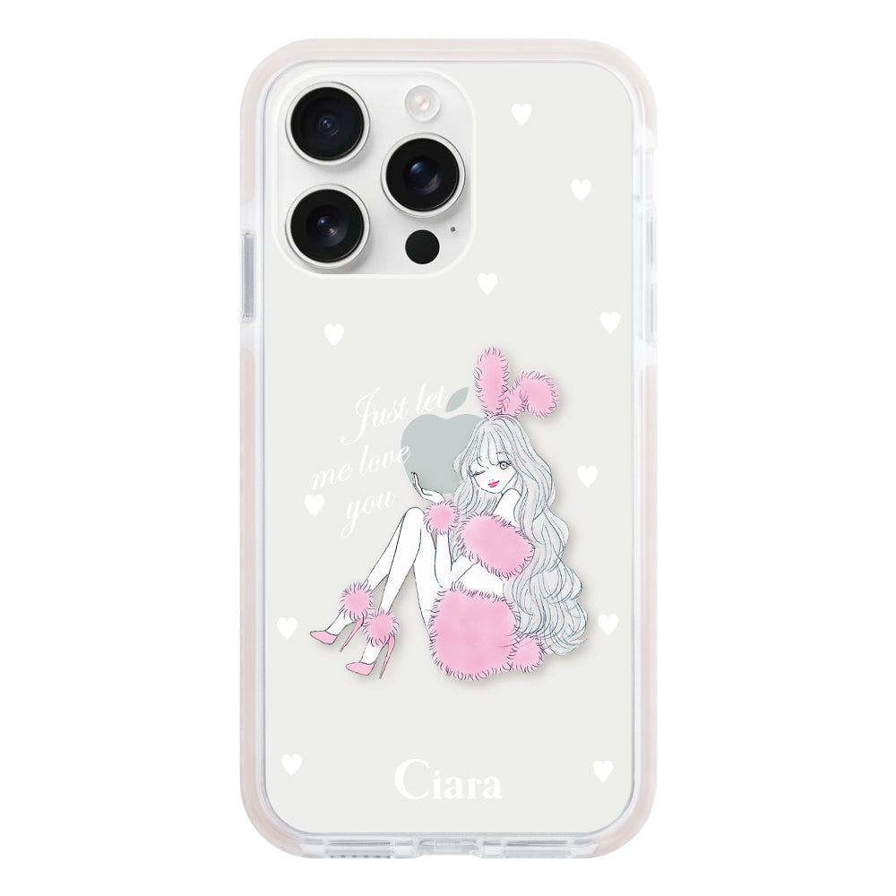 iPhone16ProMax クッションバンパー 耐衝撃クリアケース ピンクバニー ピンク