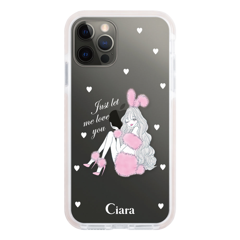 iPhoneX/XS クッションバンパー 耐衝撃クリアケース ピンクバニー ピンク