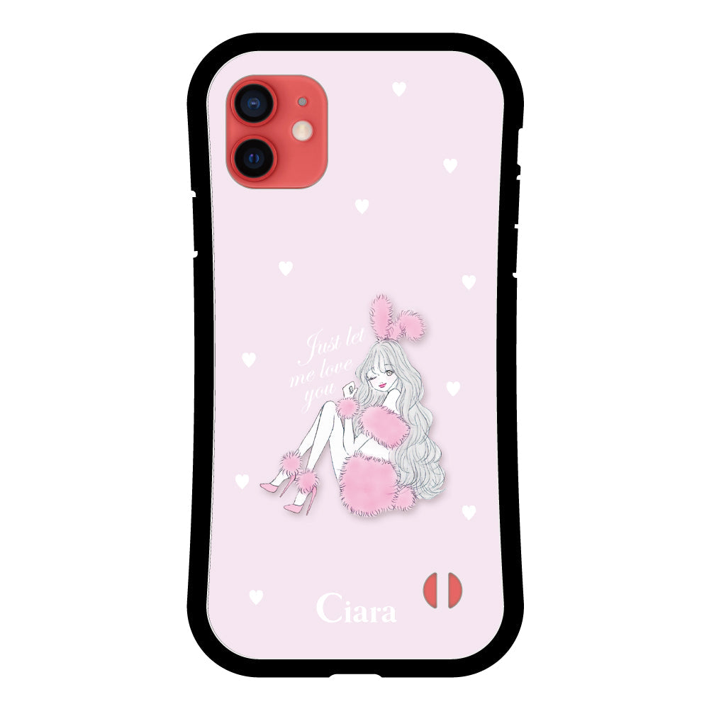 iPhone11ケース グリップ 耐衝撃ケース ピンクバニー ピンク