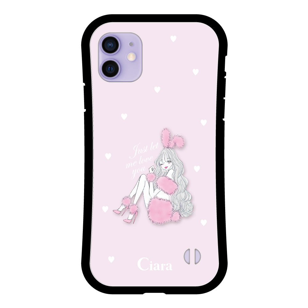 iPhone12/12Proケース グリップ 耐衝撃ケース ピンクバニー ピンク