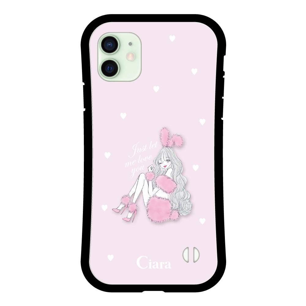 iPhone12miniケース グリップ 耐衝撃ケース ピンクバニー ピンク