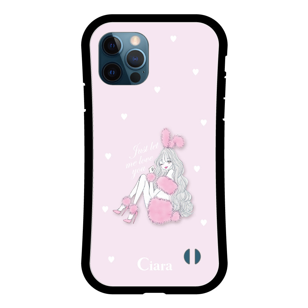 iPhone12ProMaxケース グリップ 耐衝撃ケース ピンクバニー ピンク