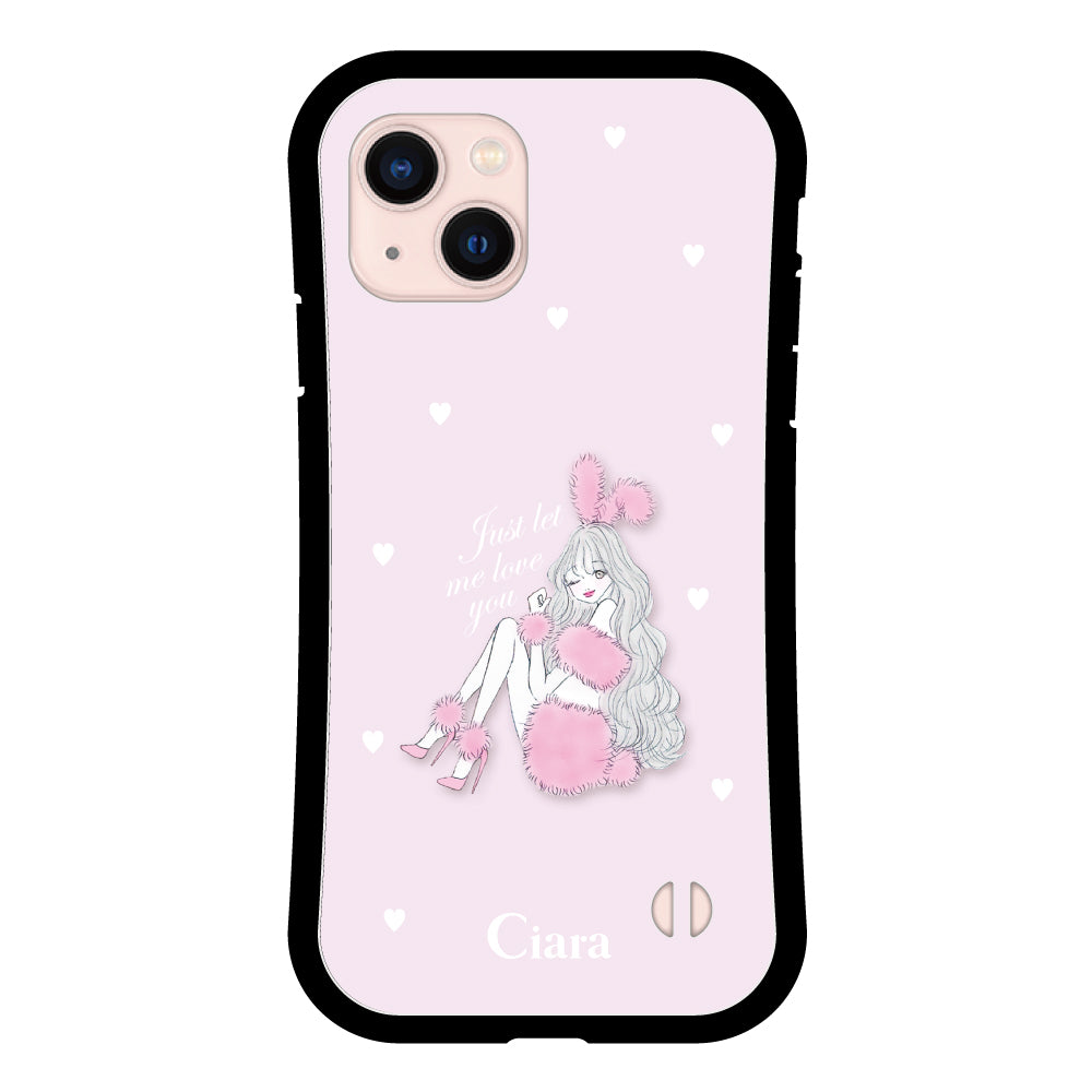 iPhone13 グリップ 耐衝撃ケース ピンクバニー ピンク