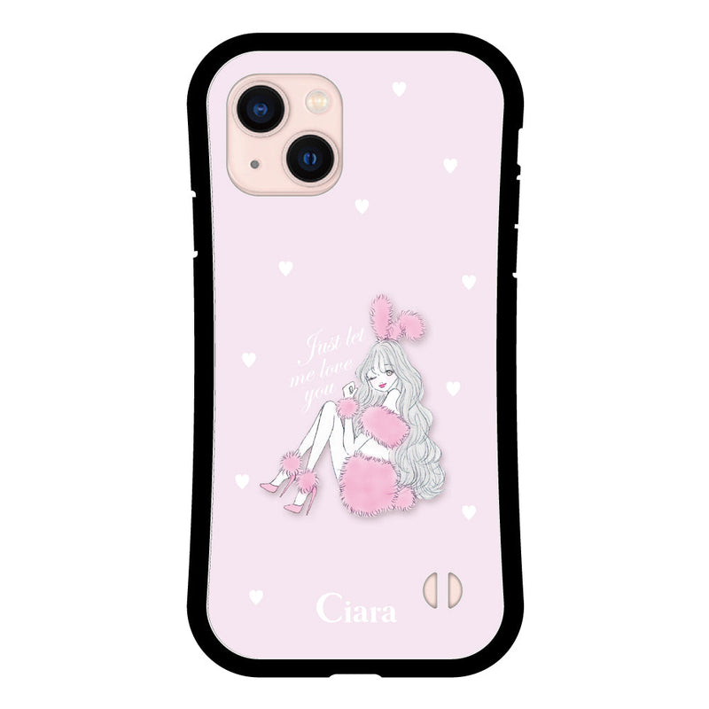 iPhoneケース グリップ 耐衝撃ケース ピンクバニー
