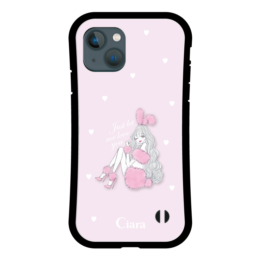 iPhone13miniケース グリップ 耐衝撃ケース ピンクバニー ピンク
