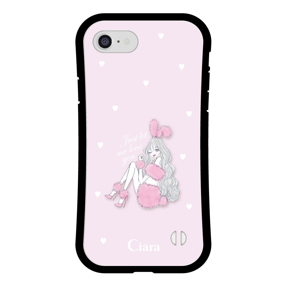 iPhone7/8/SE2/SE3 グリップ 耐衝撃ケース ピンクバニー ピンク