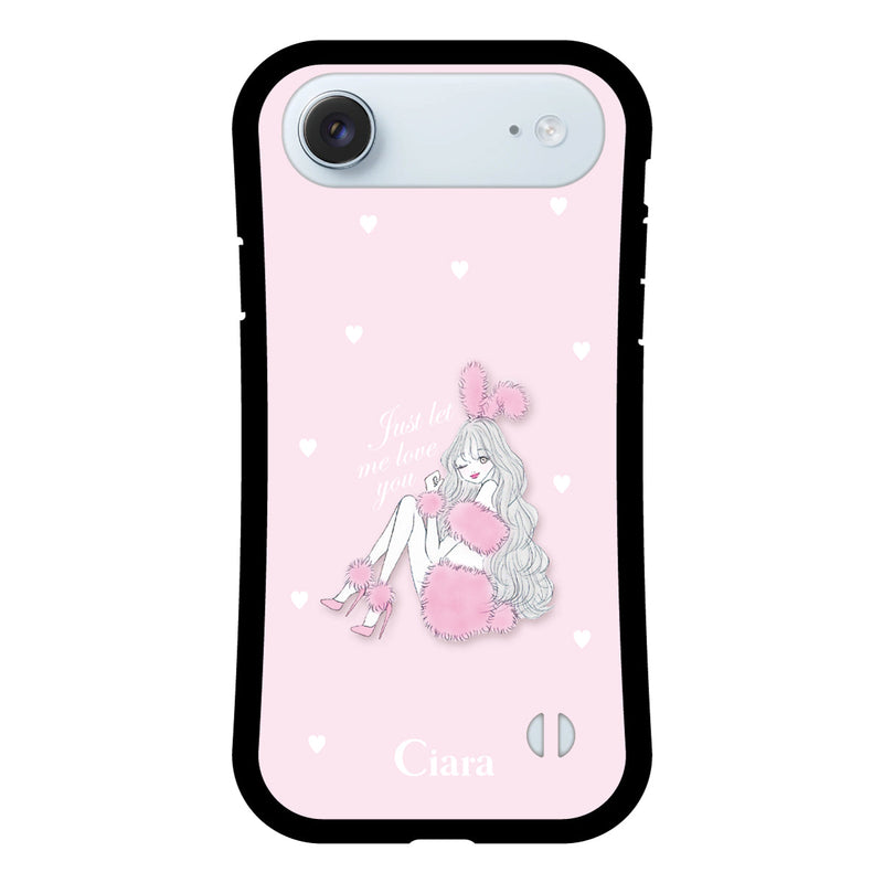 iPhoneケース グリップ 耐衝撃ケース ピンクバニー