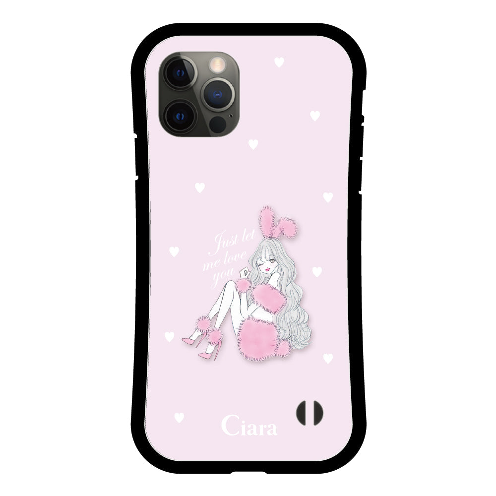 iPhoneX/XSケース グリップ 耐衝撃ケース ピンクバニー ピンク
