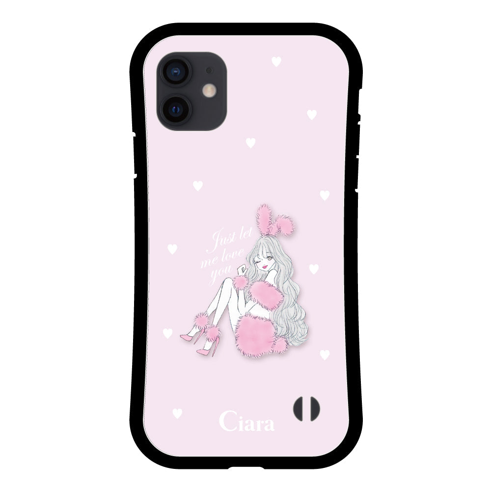 iPhoneXRケース グリップ 耐衝撃ケース ピンクバニー ピンク