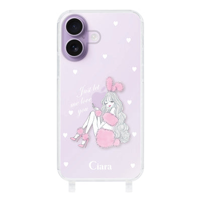 iPhoneケース ストラップクリアケース ピンクバニー