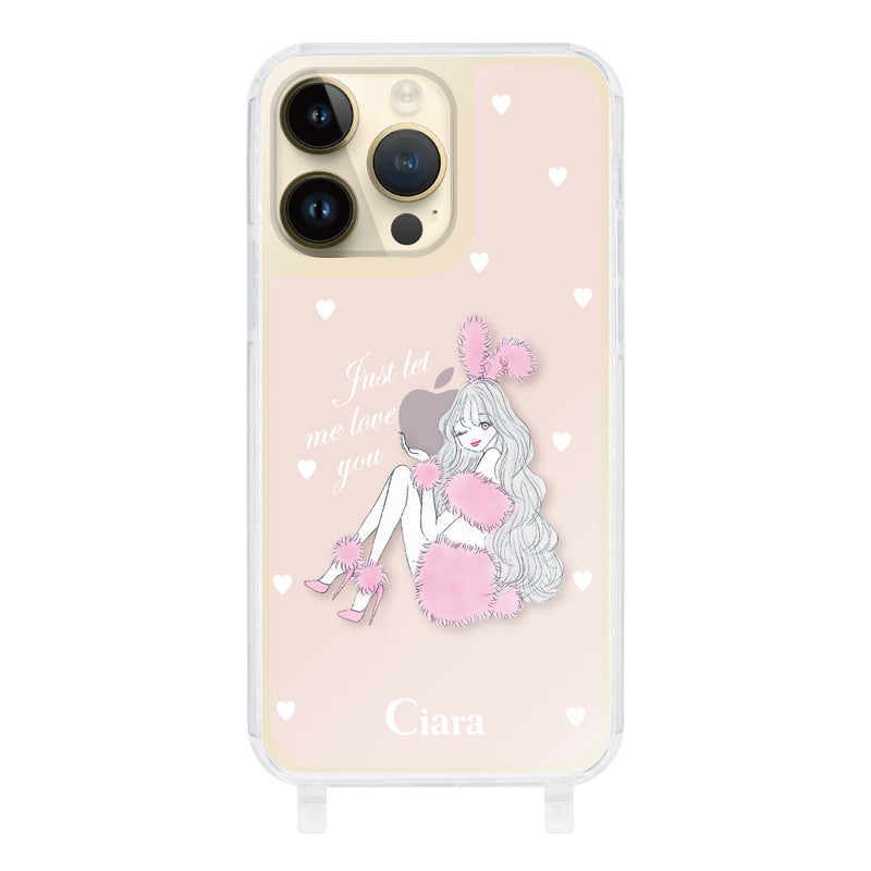 iPhoneケース ストラップクリアケース ピンクバニー
