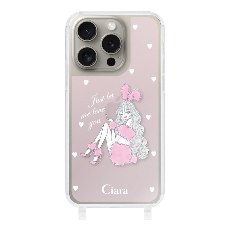 iPhoneケース ストラップクリアケース ピンクバニー