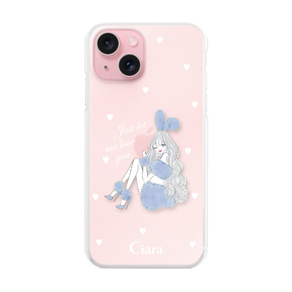 iPhone15 ハイブリッド クリアケース ブルーバニー クリア