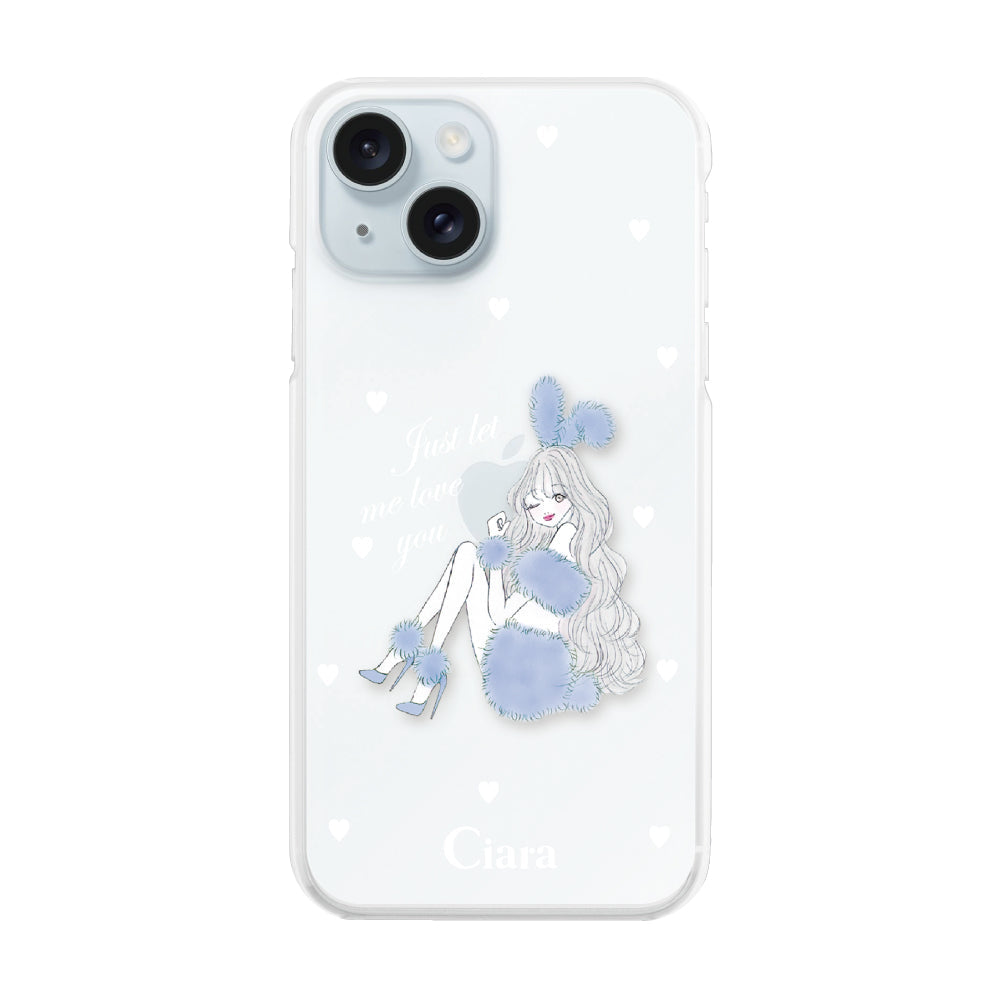 iPhone15Plus ハイブリッド クリアケース ブルーバニー クリア