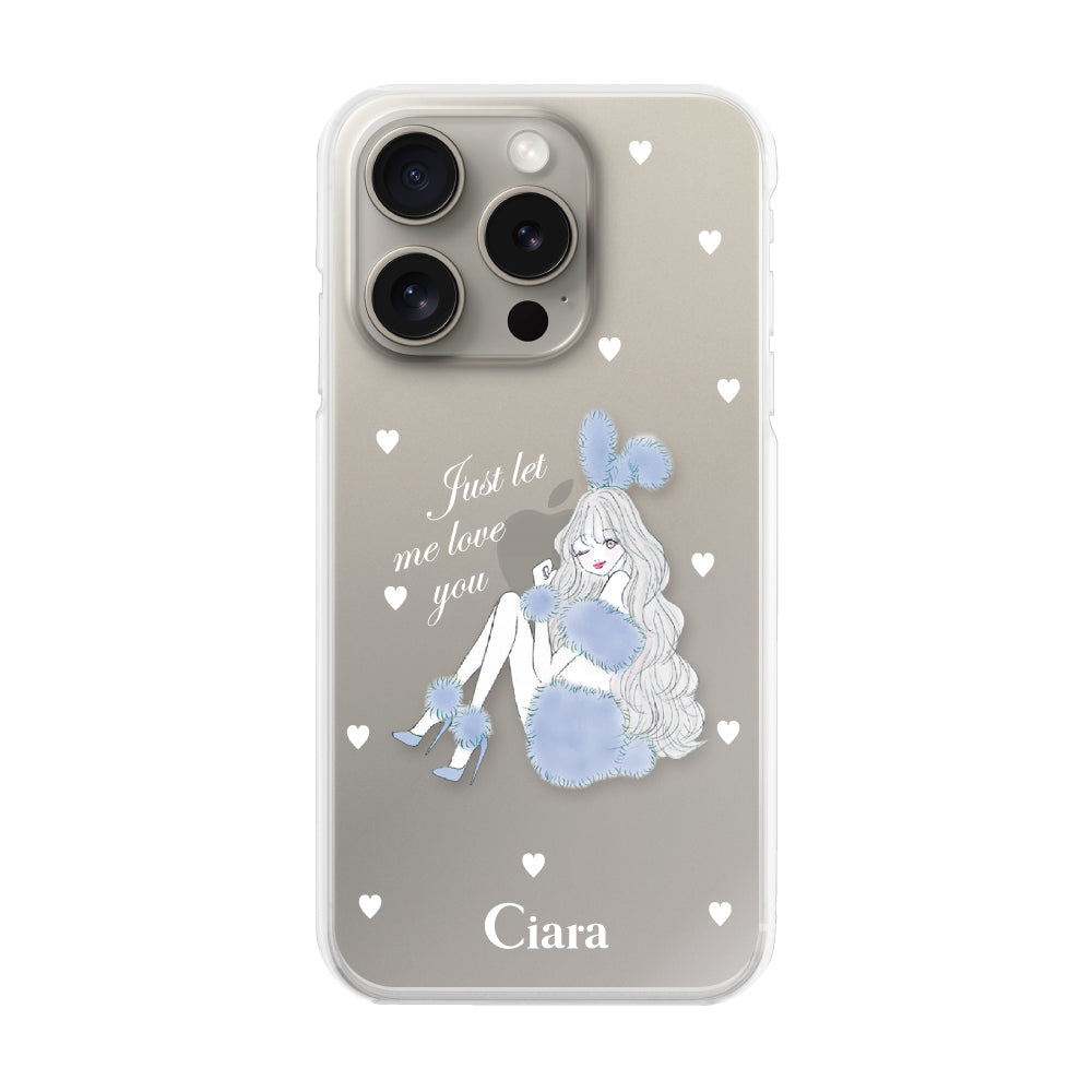 iPhone15Pro ハイブリッド クリアケース ブルーバニー クリア