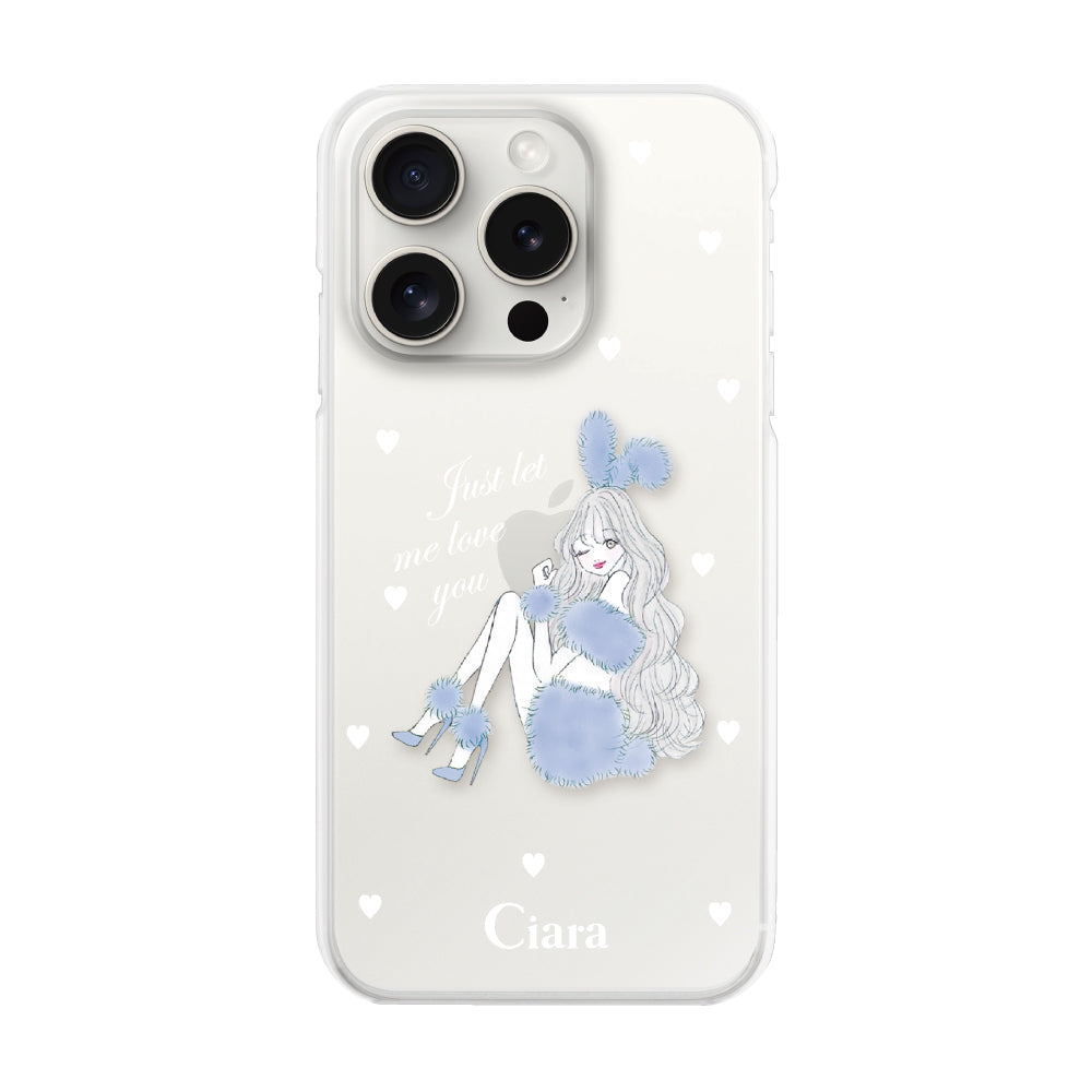 iPhone15ProMax ハイブリッド クリアケース ブルーバニー クリア