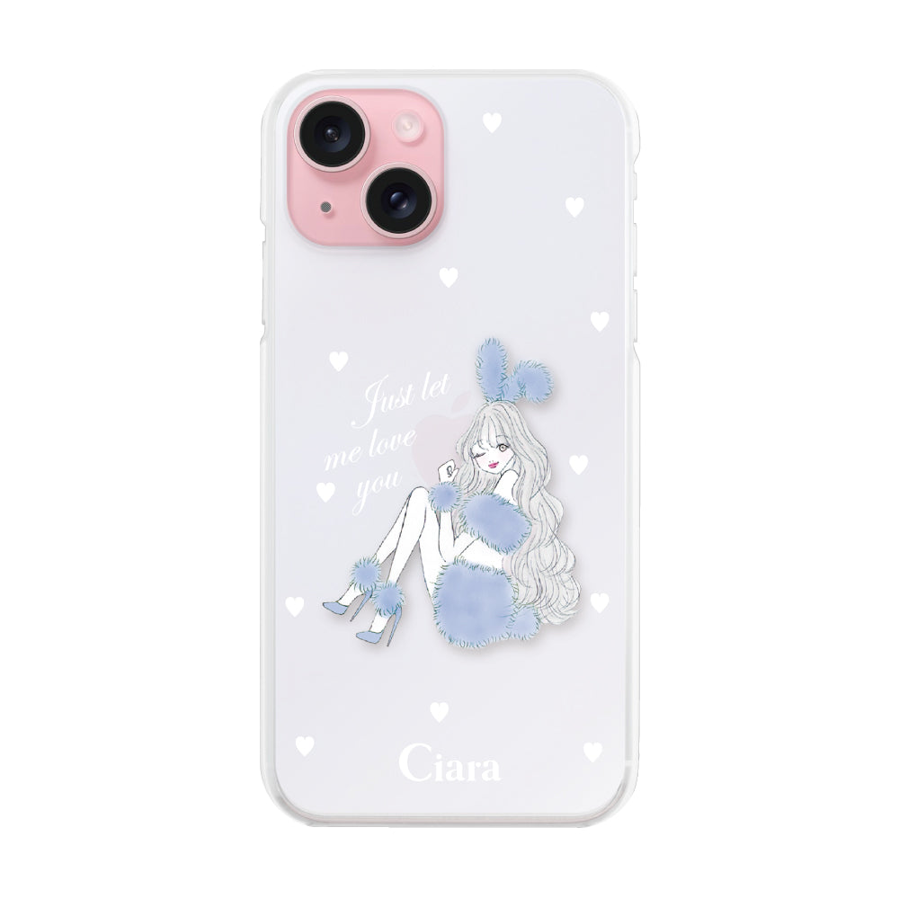 iPhone15 ハイブリッド クリアケース ブルーバニー ブルー