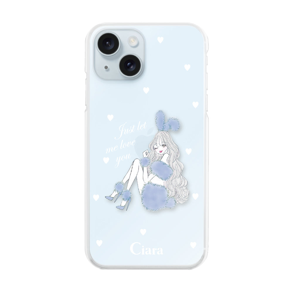 iPhone15Plus ハイブリッド クリアケース ブルーバニー ブルー