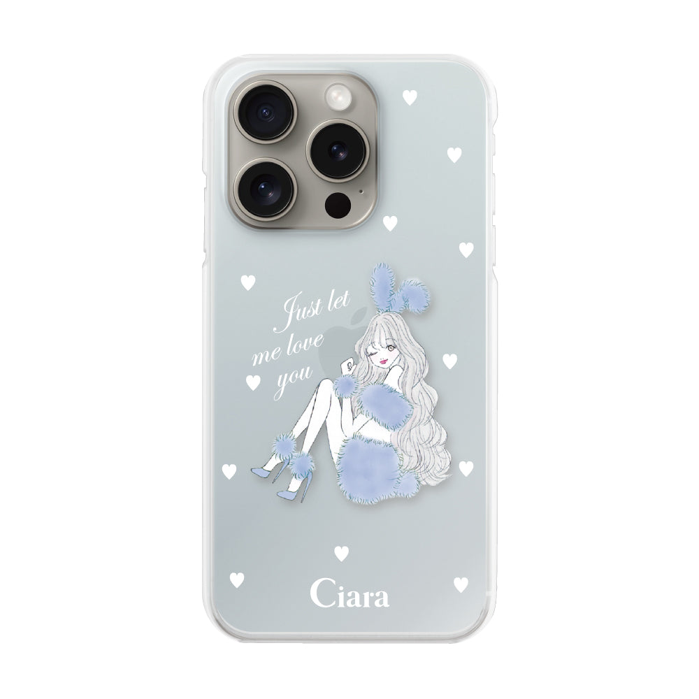 iPhone15Pro ハイブリッド クリアケース ブルーバニー ブルー