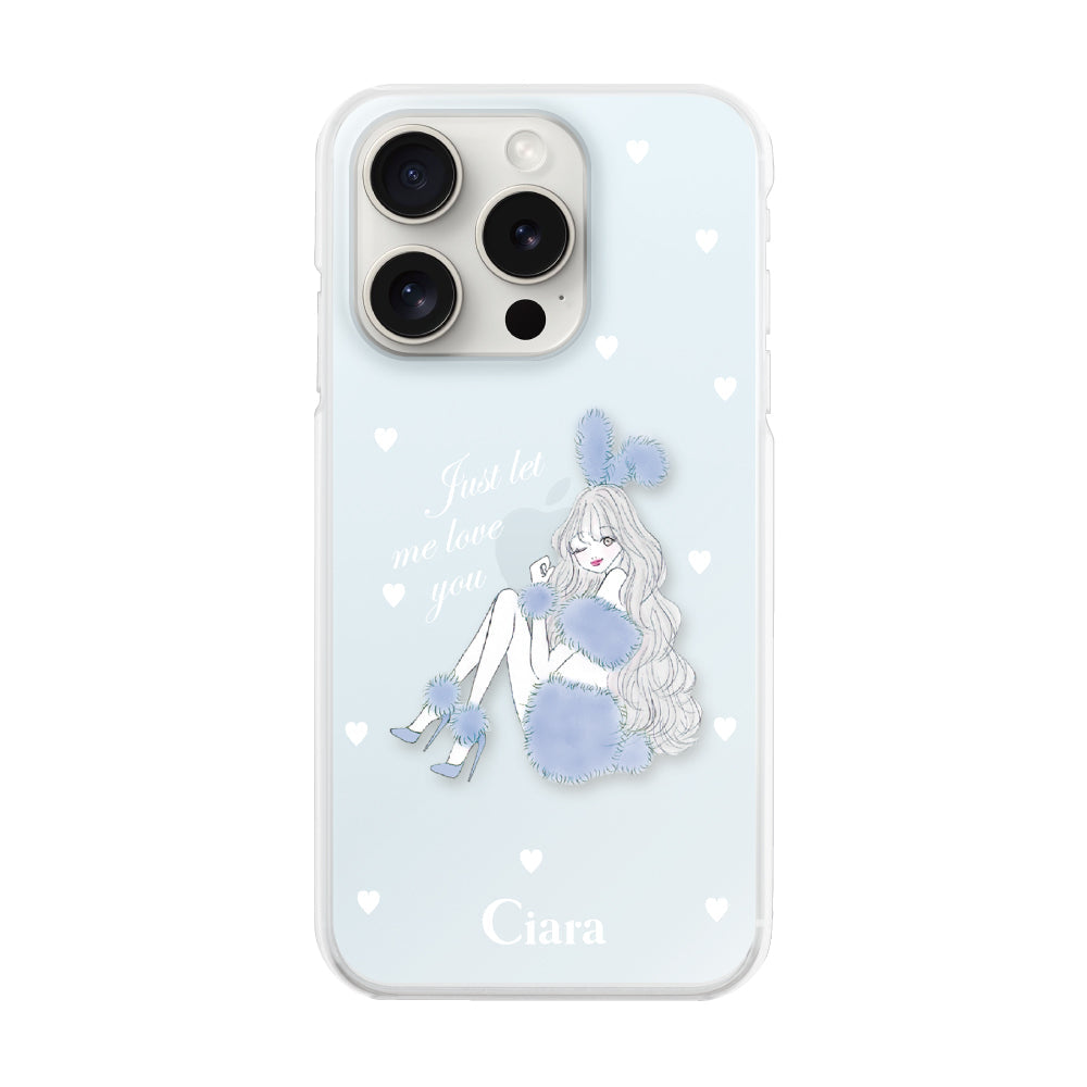 iPhone15ProMax ハイブリッド クリアケース ブルーバニー ブルー