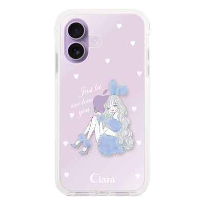 iPhoneケース クッションバンパー 耐衝撃クリアケース ブルーバニー