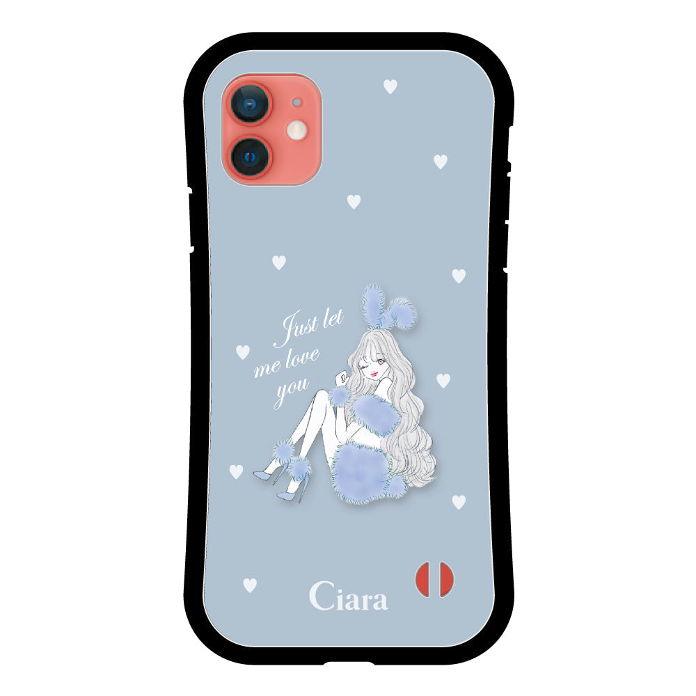iPhoneXRケース グリップ 耐衝撃ケース ブルーバニー ブルー