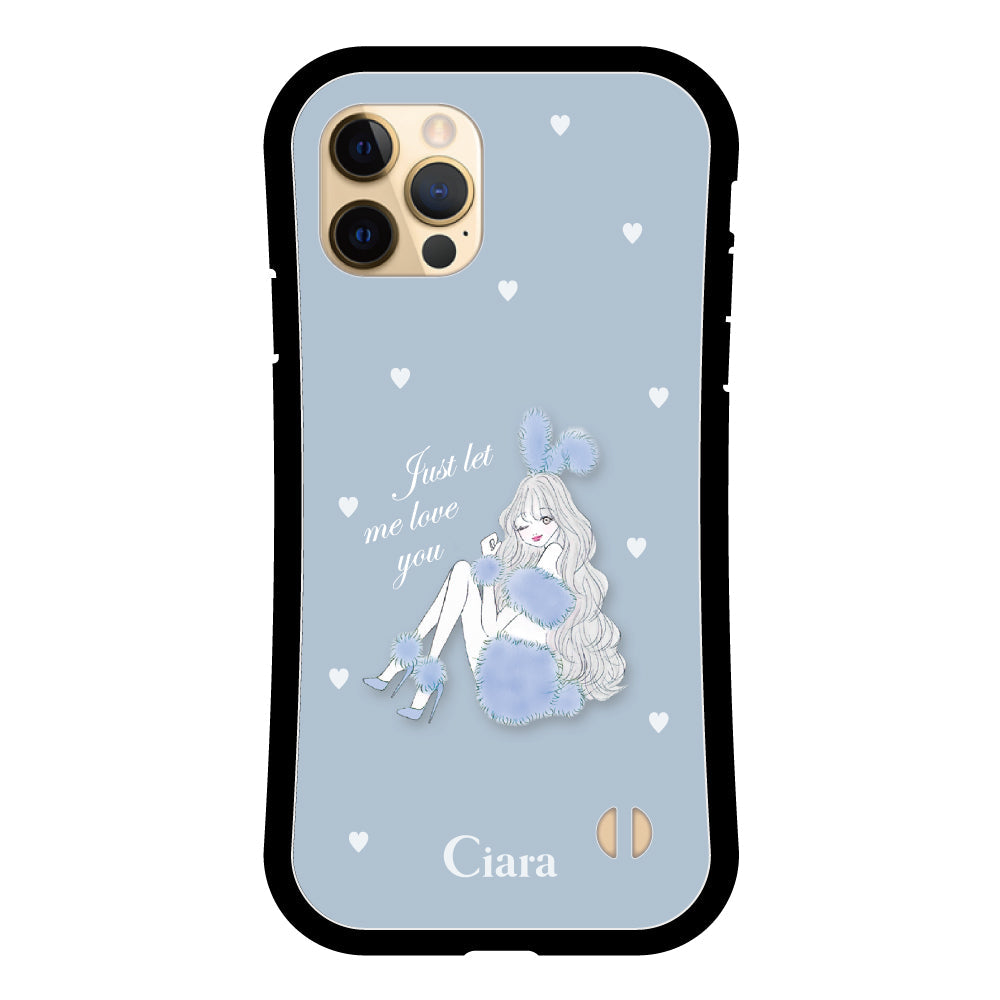 iPhoneX/XSケース グリップ 耐衝撃ケース ブルーバニー ブルー