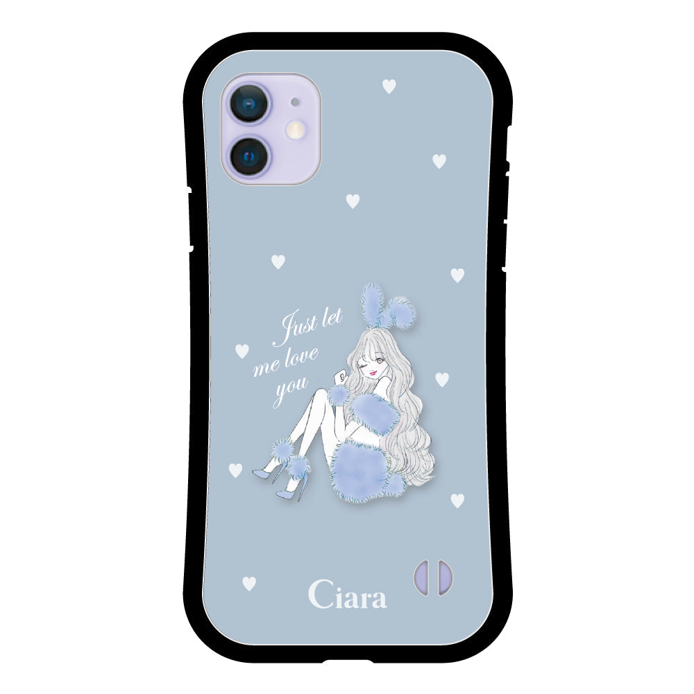 iPhone12/12Proケース グリップ 耐衝撃ケース ブルーバニー ブルー