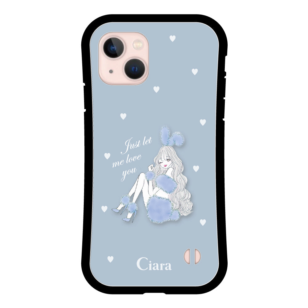 iPhone13ケース グリップ 耐衝撃ケース ブルーバニー ブルー