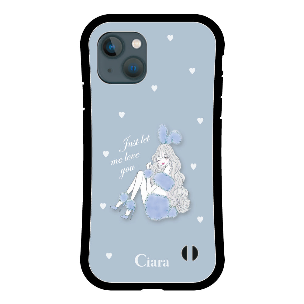 iPhone13miniケース グリップ 耐衝撃ケース ブルーバニー ブルー