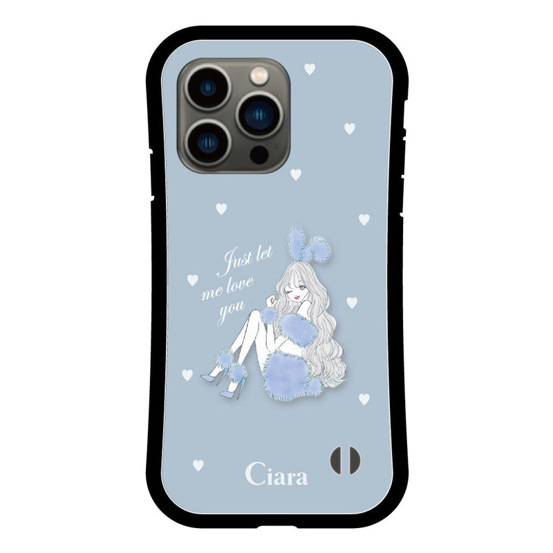 iPhoneケース グリップ 耐衝撃ケース ブルーバニー