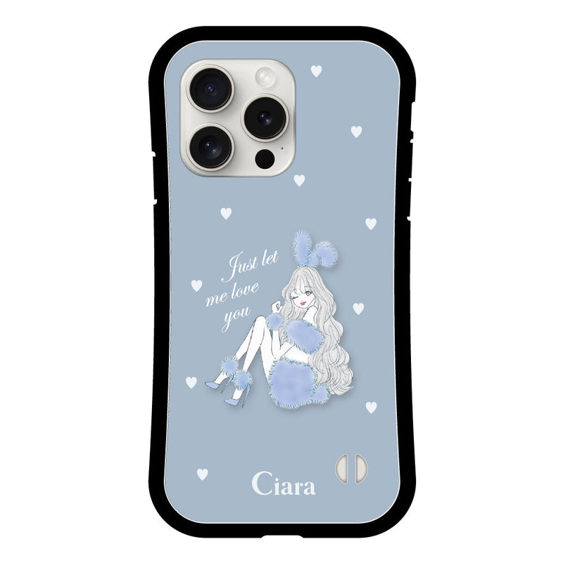 iPhoneケース グリップ 耐衝撃ケース ブルーバニー
