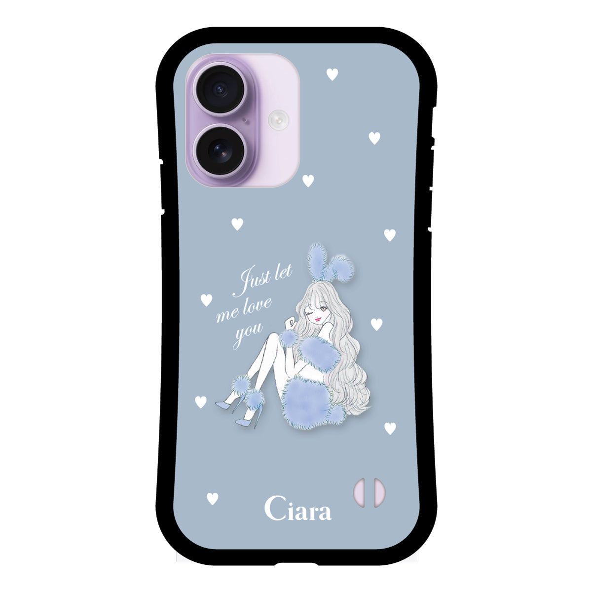 iPhone17 グリップ 耐衝撃ケース ブルーバニー ブルー