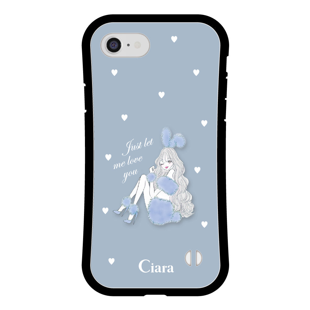 iPhone7Plus/8Plusケース グリップ 耐衝撃ケース ブルーバニー ブルー
