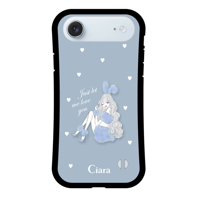 iPhoneケース グリップ 耐衝撃ケース ブルーバニー