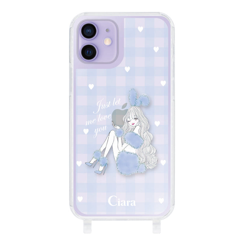 iPhoneケース ストラップクリアケース ブルーバニー