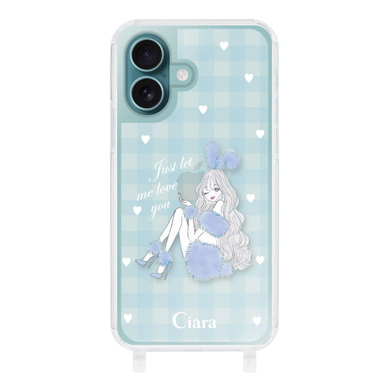 iPhoneケース ストラップクリアケース ブルーバニー