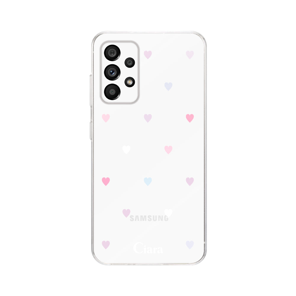 GalaxyA53ケース クリアケース パステルハート パステル