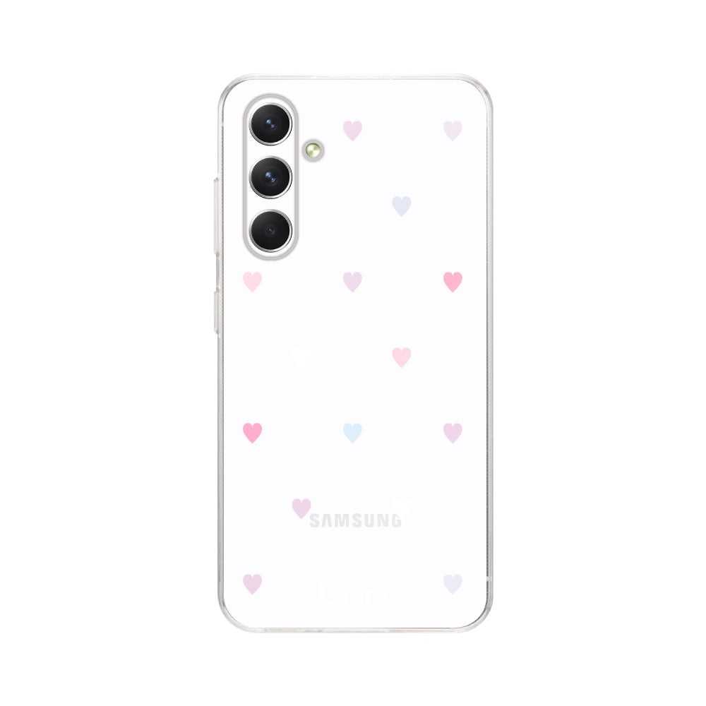 GalaxyA54ケース クリアケース パステルハート パステル