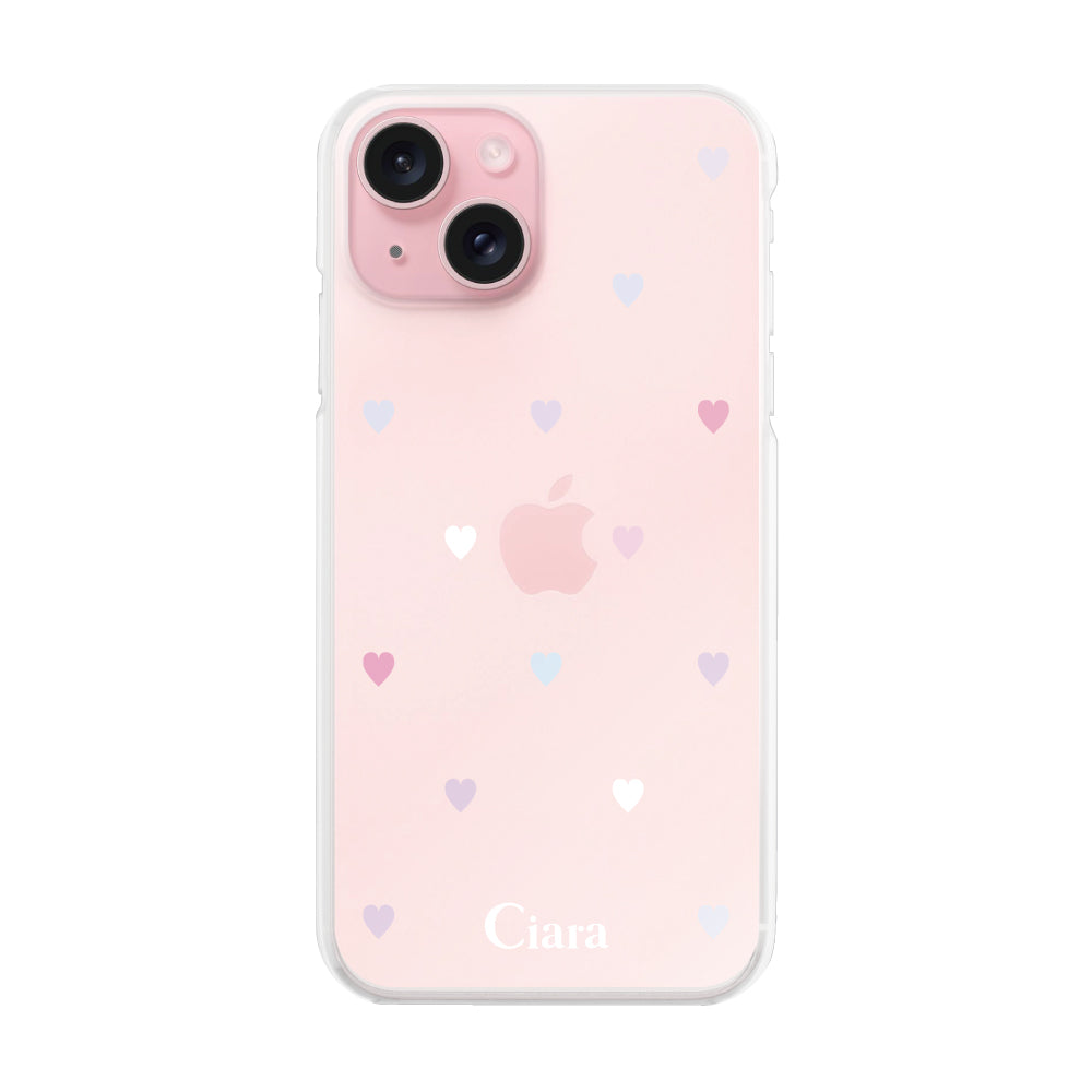 iPhone15 ハイブリッド クリアケース パステルハート パステル
