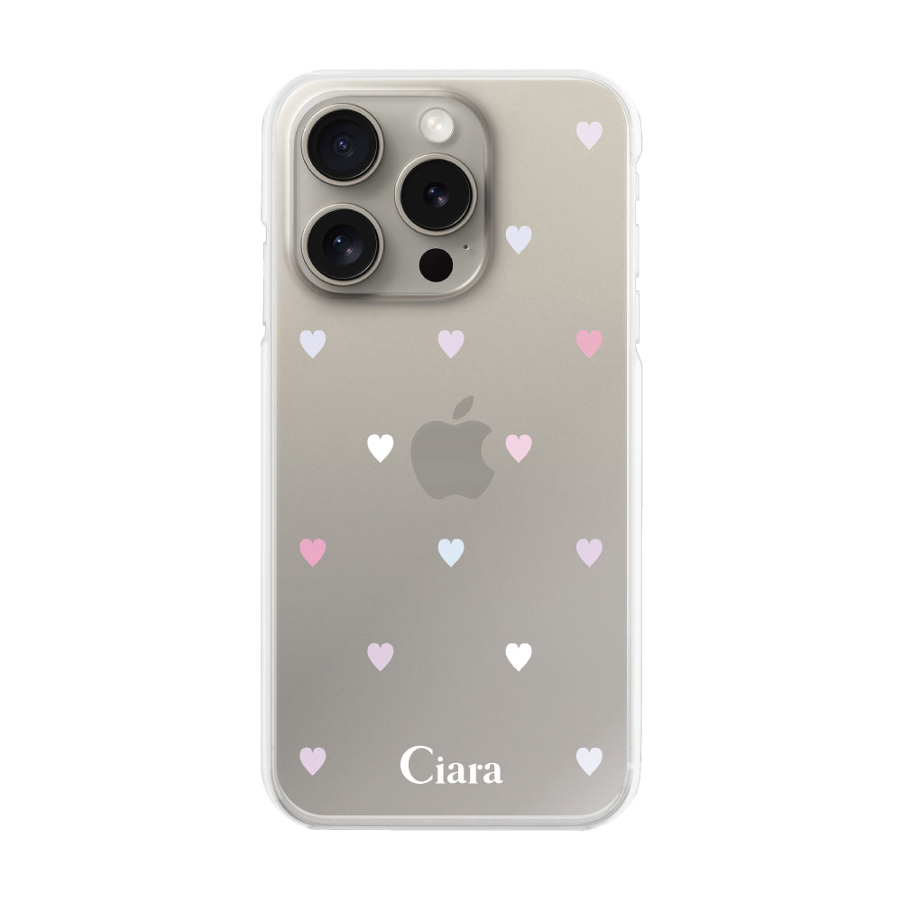 iPhone15Pro ハイブリッド クリアケース パステルハート パステル