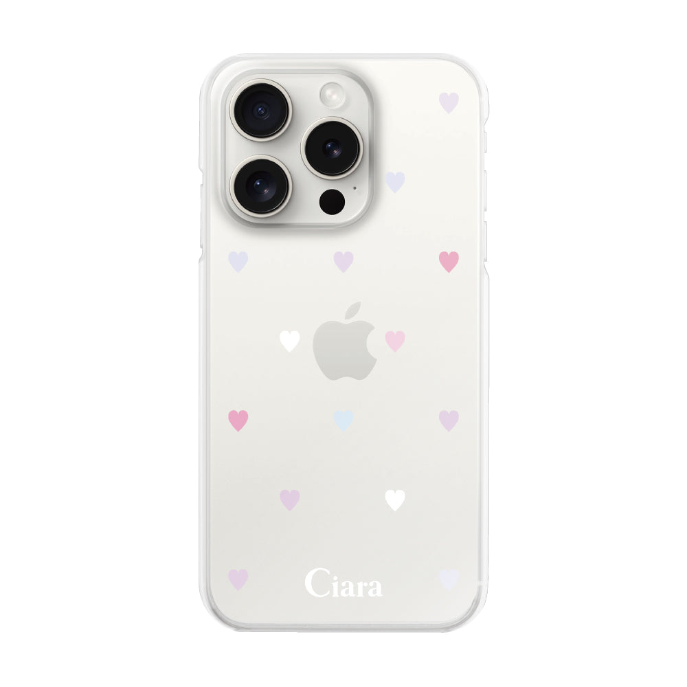 iPhone15ProMax ハイブリッド クリアケース パステルハート パステル